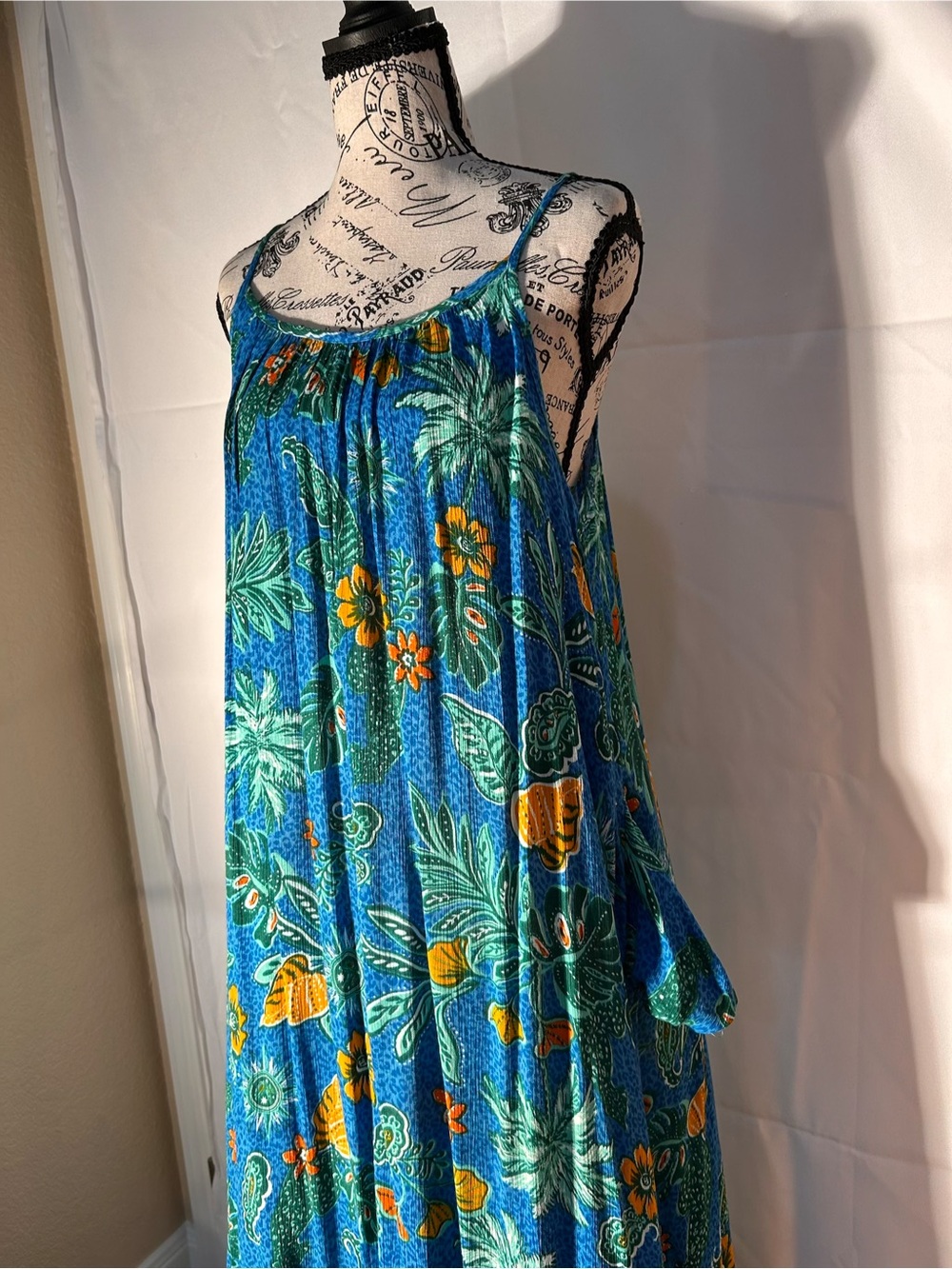 Japna Blue Tropical Print Beachwear maxi dress - Picture 6 of 12